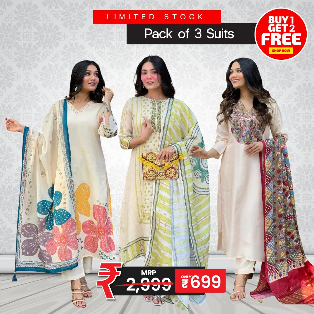 Pastel Grace Harmony β Designer Suit Pack of 3 πΏβ¨