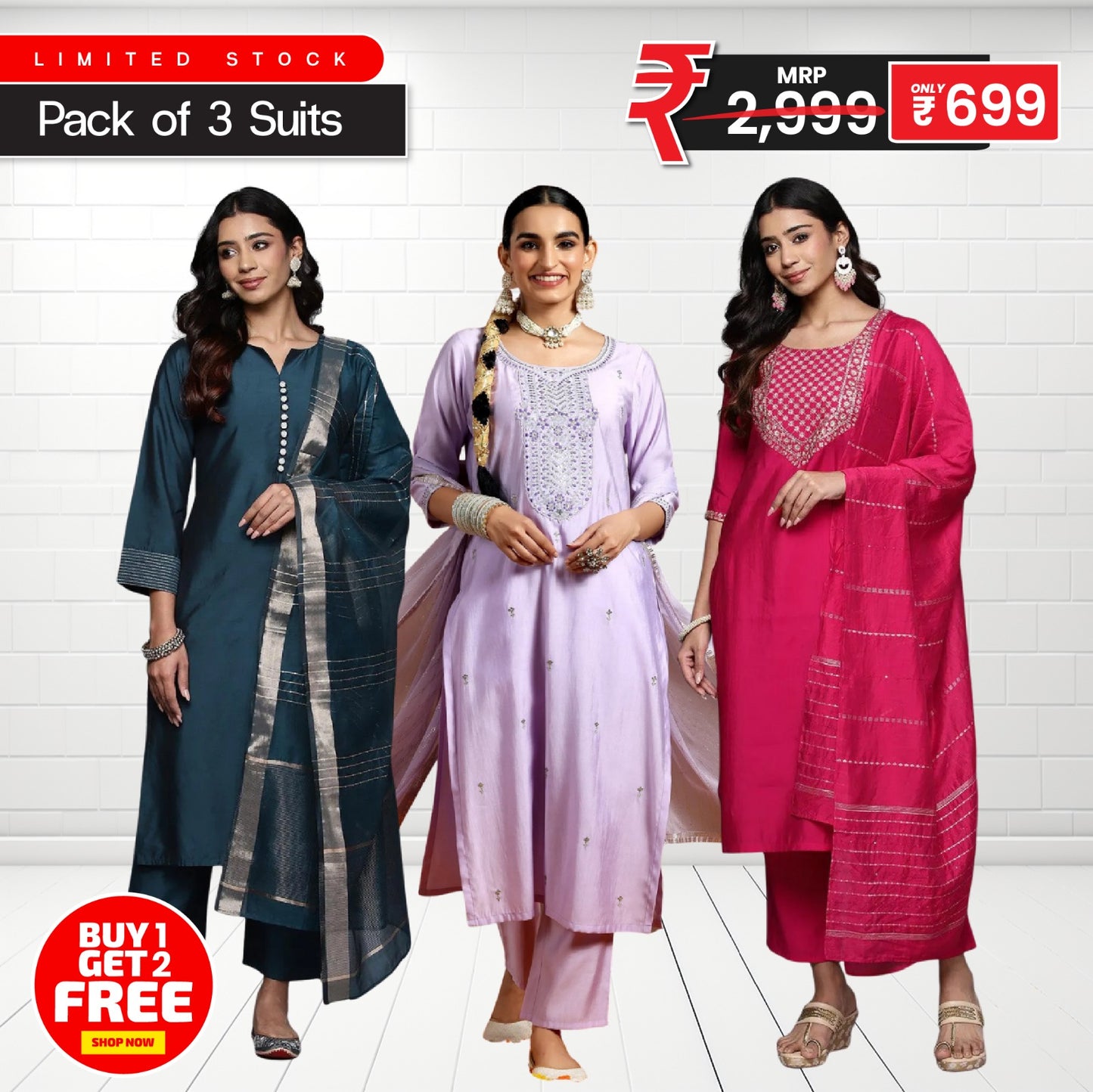 Midnight Blush Royale β Designer Suit Pack of 3 ππΈβ¨