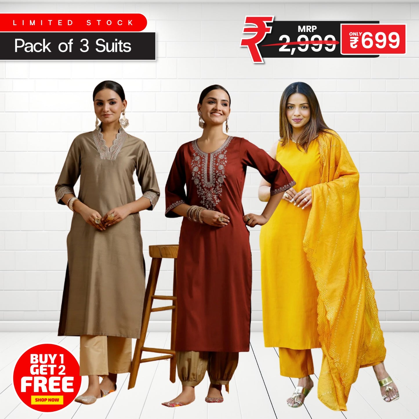 Earthy Glow Trio β Premium Suit Pack of 3 πΌβ¨