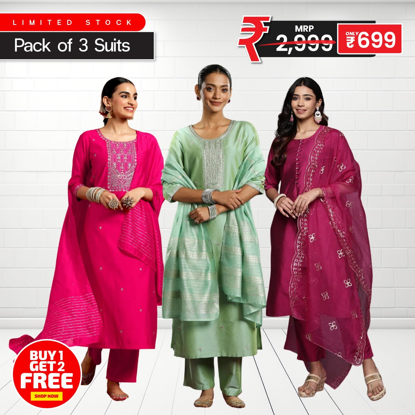 Emerald Rani Luxe β Designer Suit Pack of 3 ππβ¨