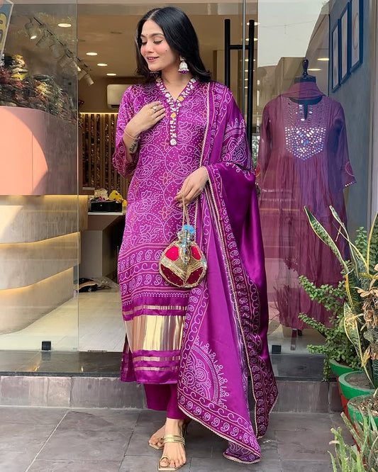 Pack of 3 Suits – Baby Pink, Red Embroidery & Purple