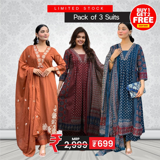 Heritage Grace Collection – Elegant Suit Pack of 3 🌿✨