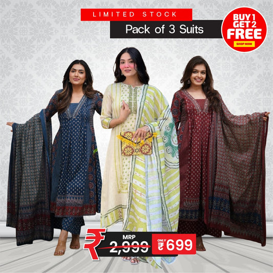 Classic Heritage Fusion – Premium Suit Pack of 3 🌺✨