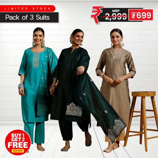 Emerald Noir Elegance – Premium Suit Pack of 3 💚✨