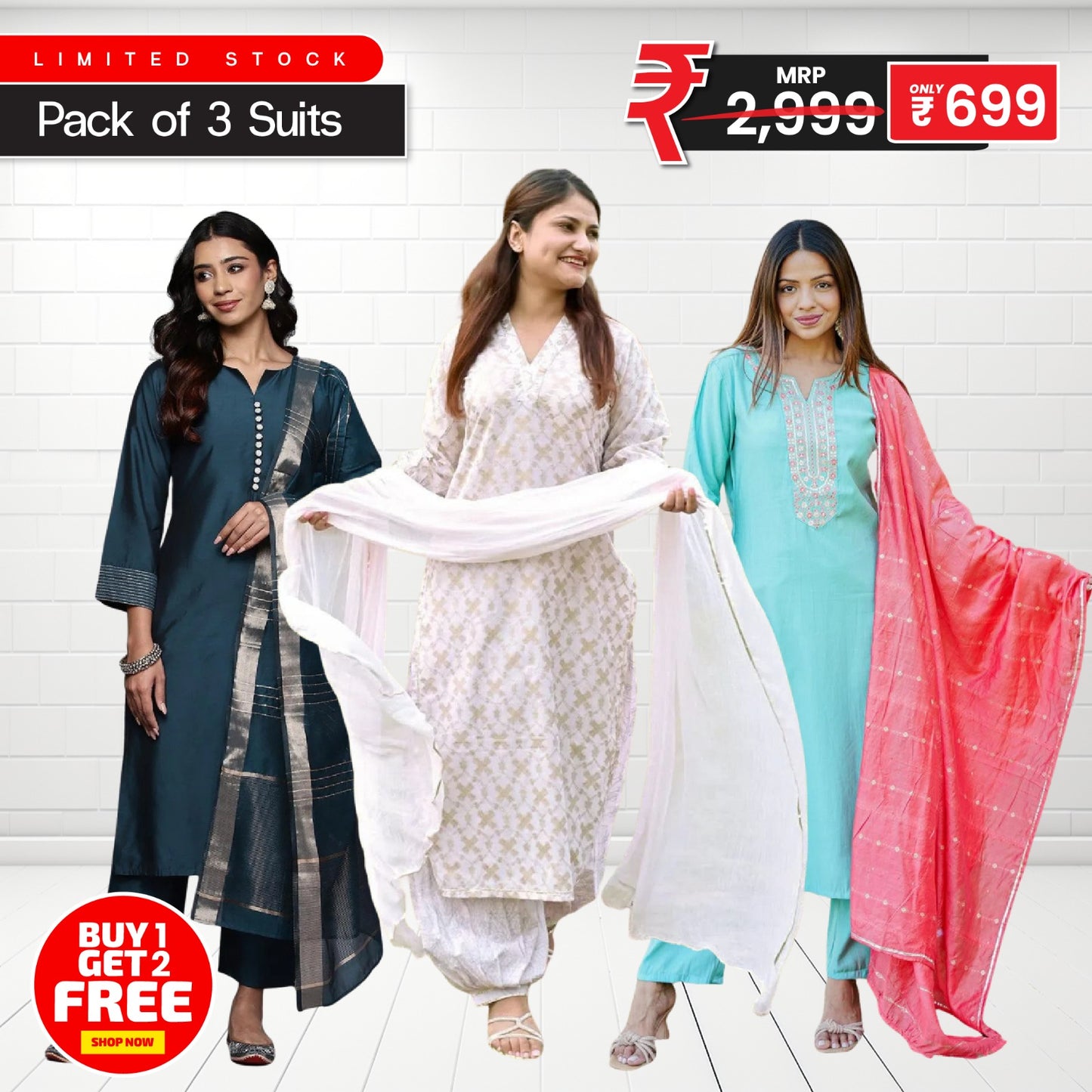 Aqua Ivory Charm – Elegant Suit Pack of 3 💎✨