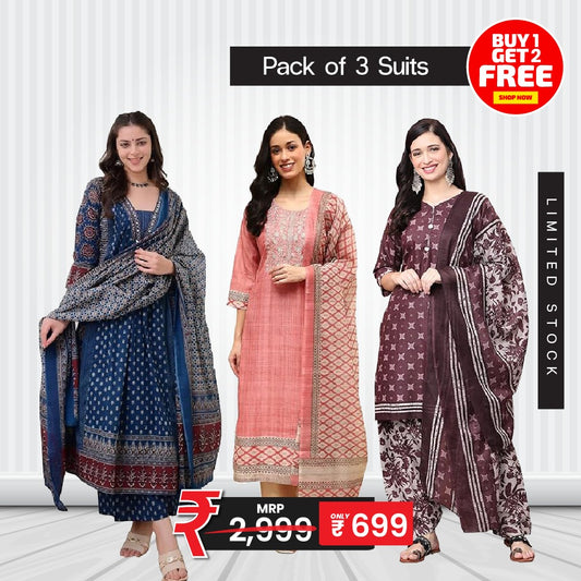 Heritage Rangriti Trio – Premium Suit Pack of 3 🌺✨