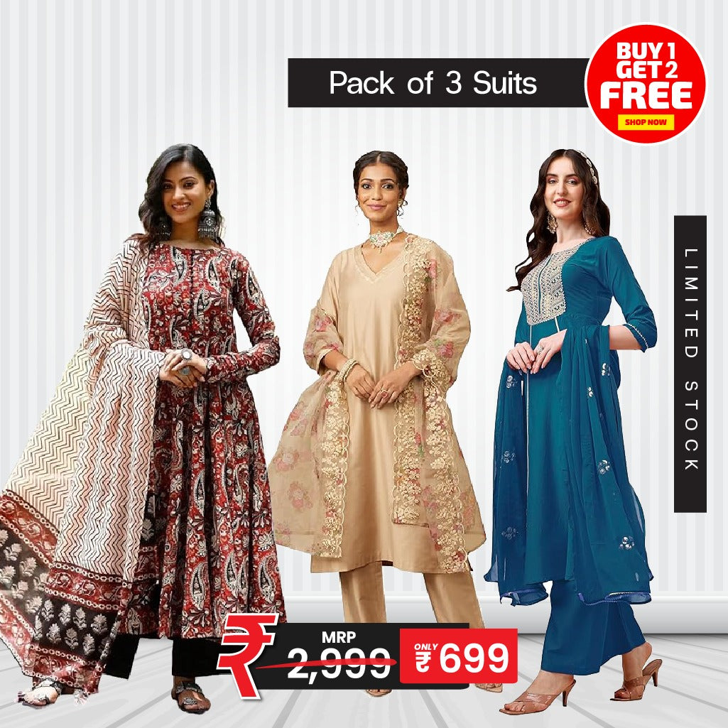 Noor-E-Nazaakat – Elegant Suit Pack of 3 ✨🌸