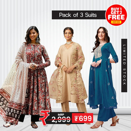 Noor-E-Nazaakat – Elegant Suit Pack of 3 ✨🌸