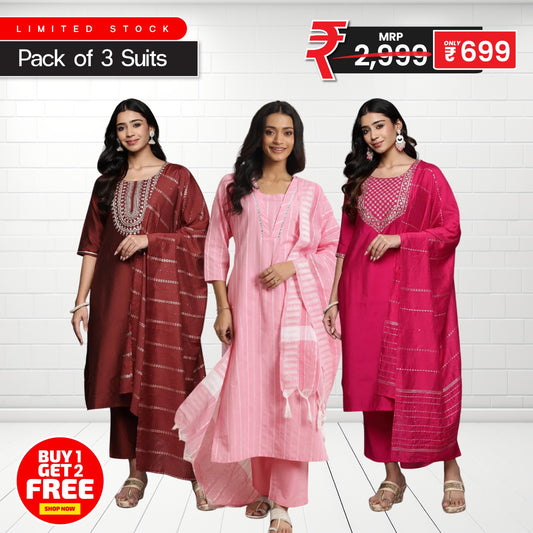 Blush Royale Elegance – Premium Suit Pack of 3 💗✨